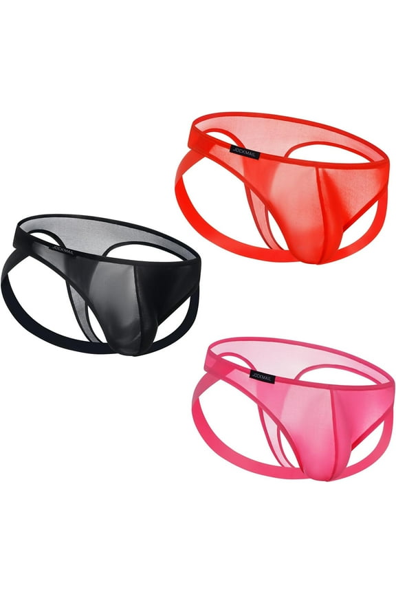3PCS/Pack Mens Thongs Underwear JockStrap Mens Bikini Underwear G-string Jockstraps for Men Ice Silk Jockstrap
