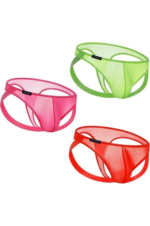 3PCS/Pack Mens Thongs Underwear JockStrap Mens Bikini Underwear G-string Jockstraps for Men Ice Silk Jockstrap