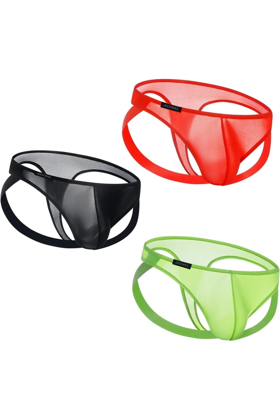 3PCS/Pack Mens Thongs Underwear JockStrap Mens Bikini Underwear G-string Jockstraps for Men Ice Silk Jockstrap