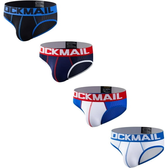 JOCKMAIL 4 PCS/Pack Men's Mesh Underwear Briefs Low Rise Breathable Sexy Men Briefs Male Panties for Men