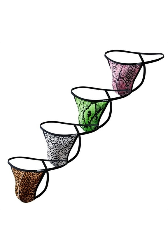 4 Pack/PCS Men Underwear Jock Strap Pattern Playful Printed Men Briefs Men Tong G String