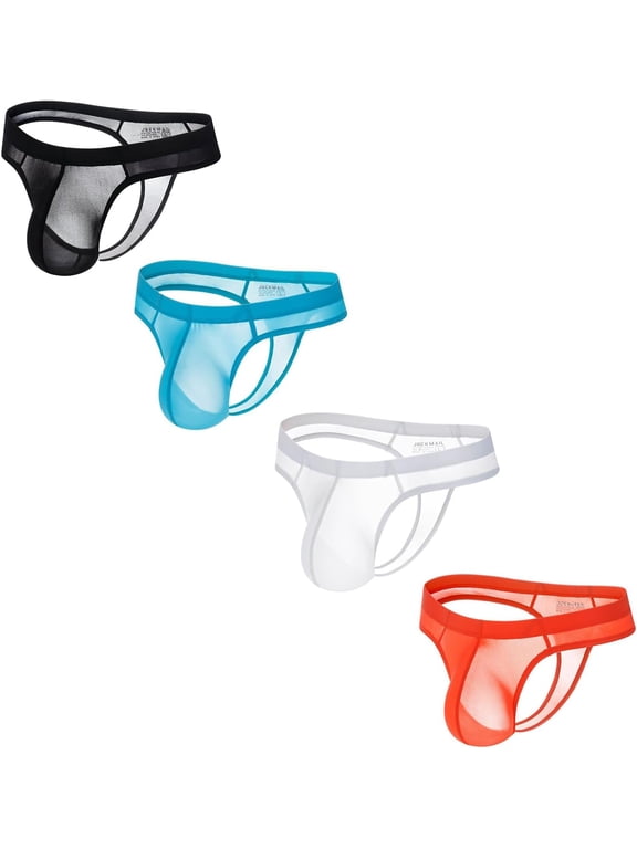4PCS/Pack Mens Thongs Underwear JockStrap Mens Bikini Underwear G-string for Men Ice Silk Underwear