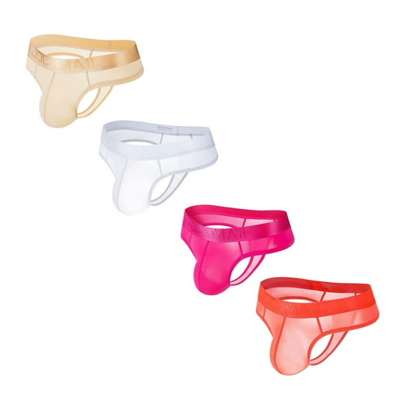 JOCKMAIL 4PCS/Pack Mens Thongs Underwear JockStrap Mens Bikini Underwear Jockstraps for Men Ice Silk Underwear