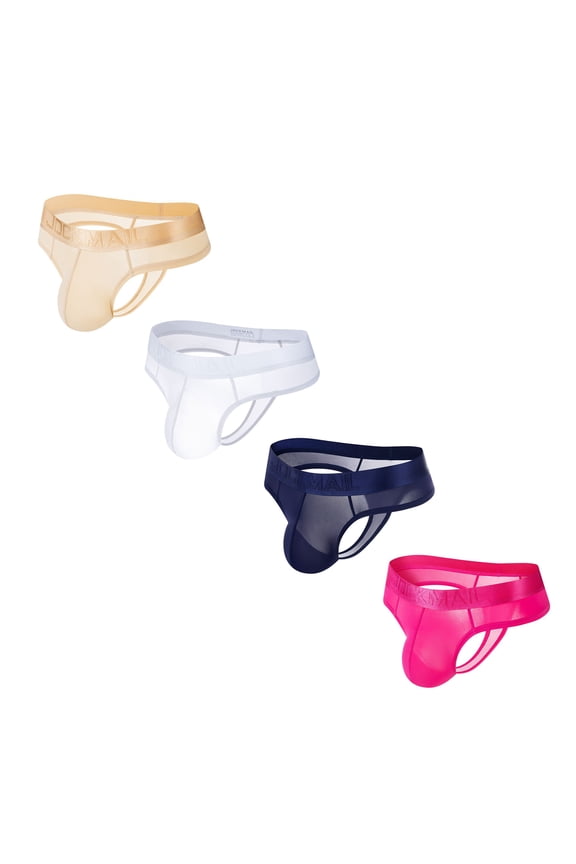 4PCS/Pack Mens Thongs Underwear JockStrap Mens Bikini Underwear  Jockstraps for Men Ice Silk Underwear