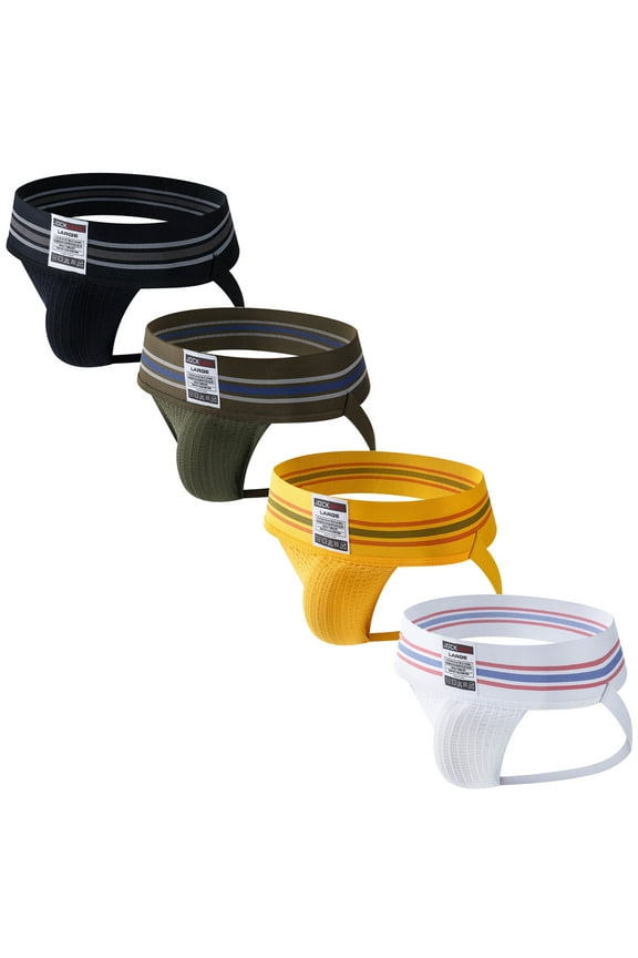 4PCS/Pack Sexy Mens Jock Strap Briefs Mens Athletic Jock Strap Underwear Briefs Athletic Supporter