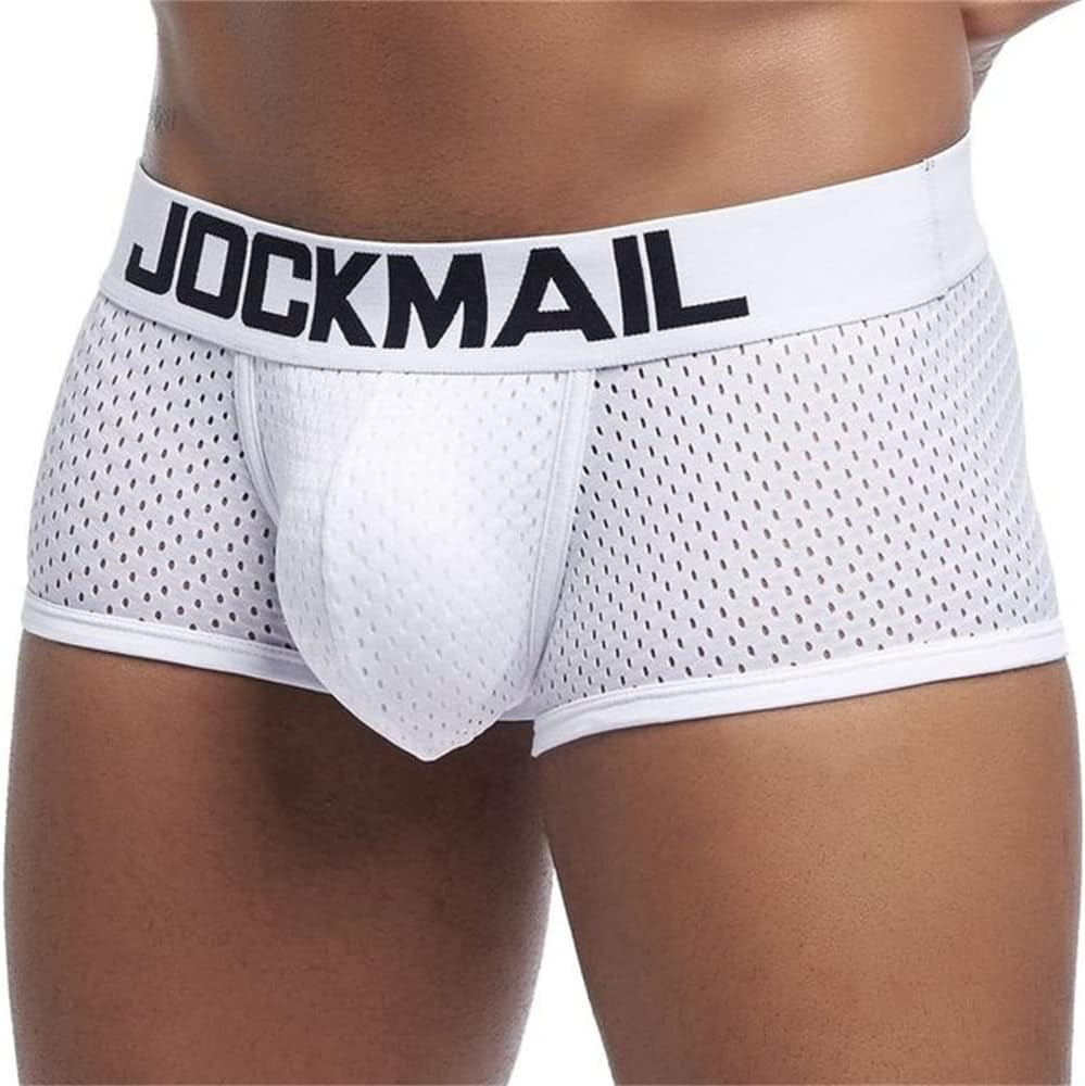 JOCKMAIL Men's Mesh Boxer Briefs - Comfortable Lace Design Breathable Underwear, Black, Large - View #6