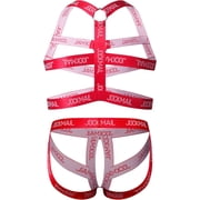 JOCKMAIL Mens Body Chest Harness Jockstrap Underwear Set Elastic Waistband Mens Jock Strap with Body Chest Harness
