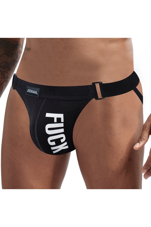 Men's Jockstrap Letter Patten Athletic Men Thong Supporter Underwear Gym Workout Strap Brief