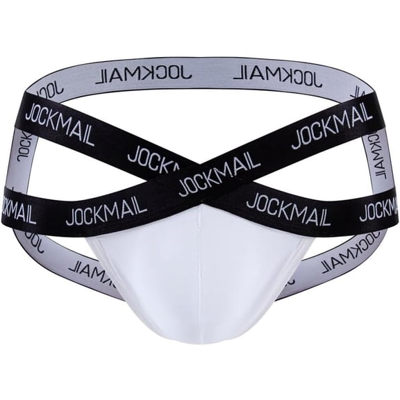 JOCKMAIL Men's Sexy Ice Silk Jockstarp Bikini Breathable U-Convex Cross V-Low Waist Underwear