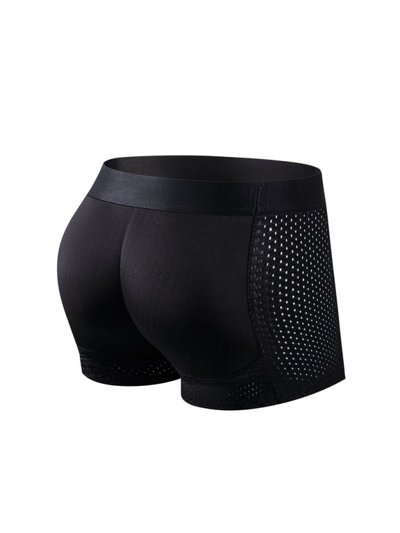 Mens Boxer Briefs Breathable Mens Padded Underwear Boxer with Hip Pad Mens Underwear Trunks