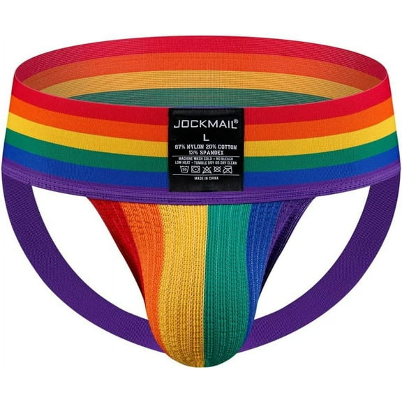 JOCKMAIL Mens Briefs Jockstrap Athletic Supporter Men Jockstrap Rainbow Men Sport Underwear Jockstrap Sport