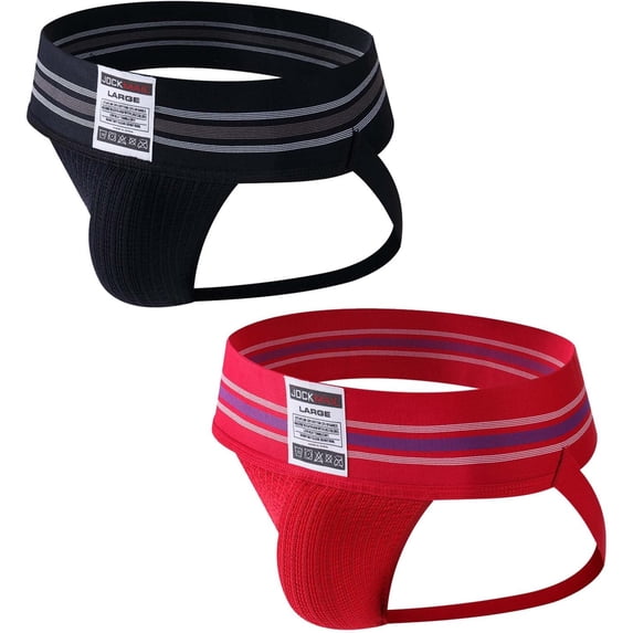 JOCKMAIL Mens JockStrap Underwear Athletic Supporter For Men Breathable Cotton Underwear 2-Pack