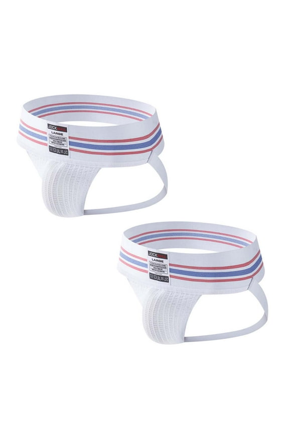 Mens JockStrap Underwear Athletic Supporter For Men Breathable Cotton Underwear 2-Pack