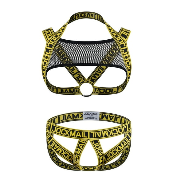 JOCKMAIL Mens Muscle Harness Shoulder Strap with Mens Jock Strap Underwear Fitness Elastic Harness and Jockstrap Sport