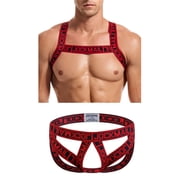 JOCKMAIL Mens Muscle Harness Shoulder Strap with Mens Jock Strap Underwear Fitness Elastic Harness and Jockstrap Sport