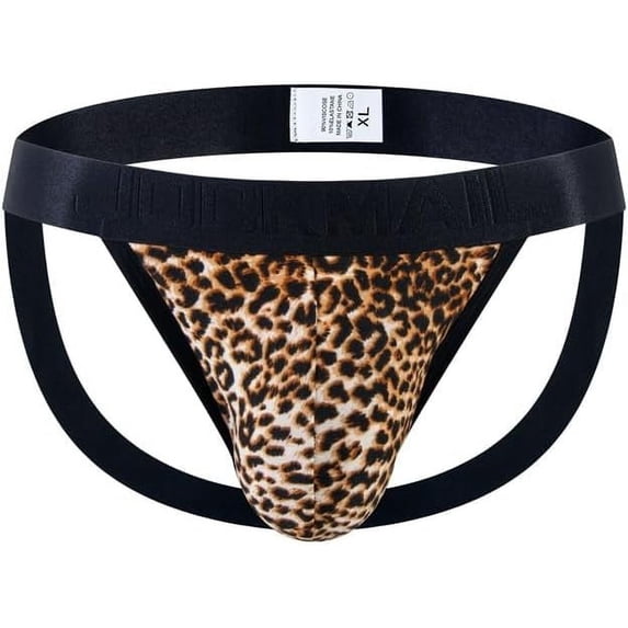 JOCKMAIL Mens Sexy Thong Underwear Low Rise Leopard Pattern Playful Printed Men's Jockstraps Athletic Supporters