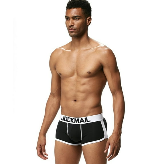 JOCKMAIL Mens Underwear Boxer Trunks Sexy Push up Cup Pad Front and Back Hip Enhance The Buttocks