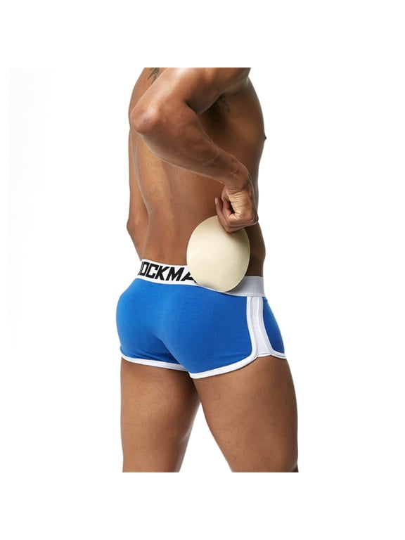 Mens Underwear Boxer Trunks Sexy Push up Cup Pad Front and Back Hip Enhance the Buttocks