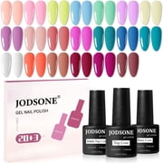 JODSONE 23 Pcs Gel Polish Kit, Classic Color U V LED Gel Polish with Base, Matte & Glossy Top Coat, Soak Off Long Lasting Home Salon Nail Art
