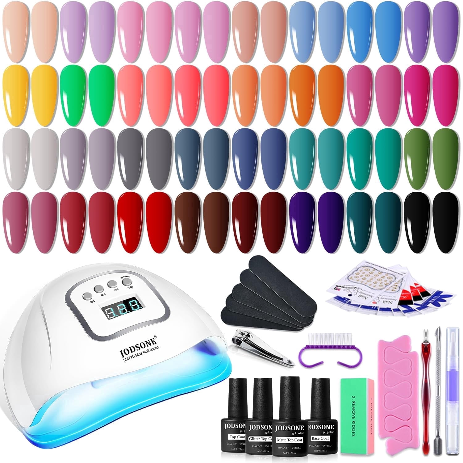 JODSONE 36 Pcs Gel Nail Polish Kit with UV Light, 32 Color Gel