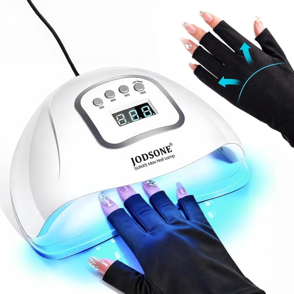 JODSONE U V LED Nail Lamp with Nail Gloves Kit, Professional Gel Nail Dryer for Home & Salon Use