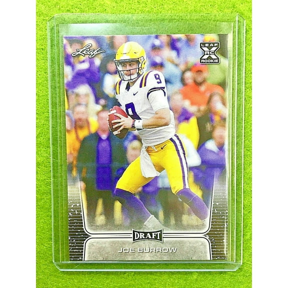 JOE BURROW ROOKIE CARD JERSEY #9 LSU RC 2020 Leaf Football CINCINNATI BENGALS