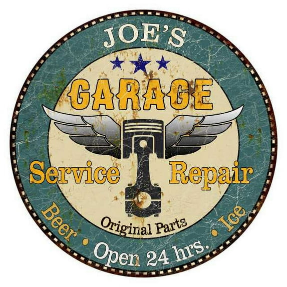 JOE'S Garage 14" Round Metal Sign Man Cave Home Wall Decor 100140027017