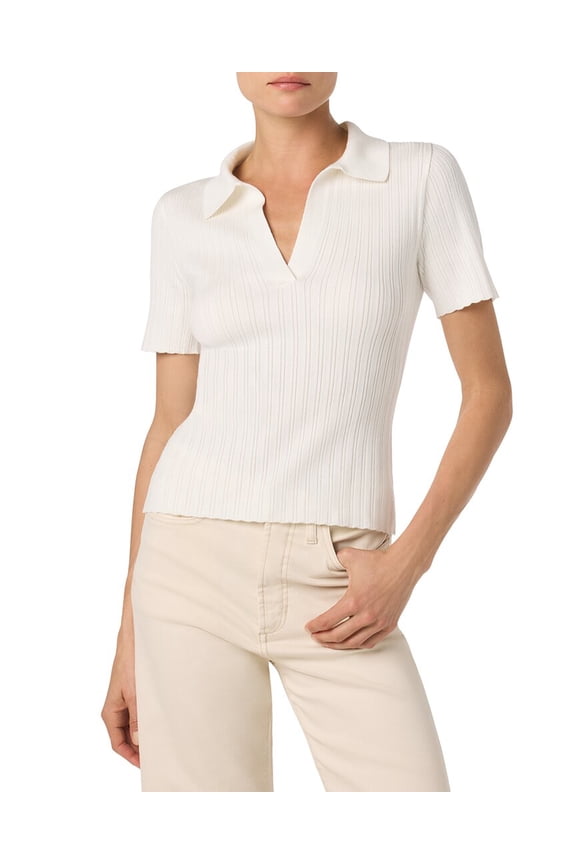 womens Knit Polo Shirt, m, White