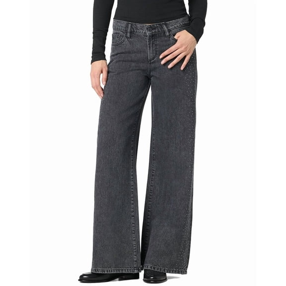 JOE'S Jeans womens Low Rise Wide Leg Crystal Washed Black Jean, 24