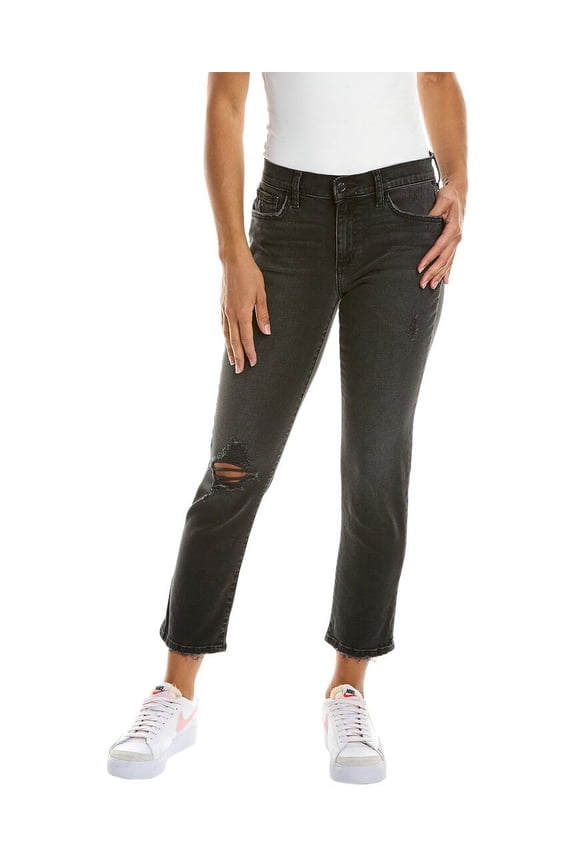 womens Mid-Rise Straight Crop Jean, 23, Black