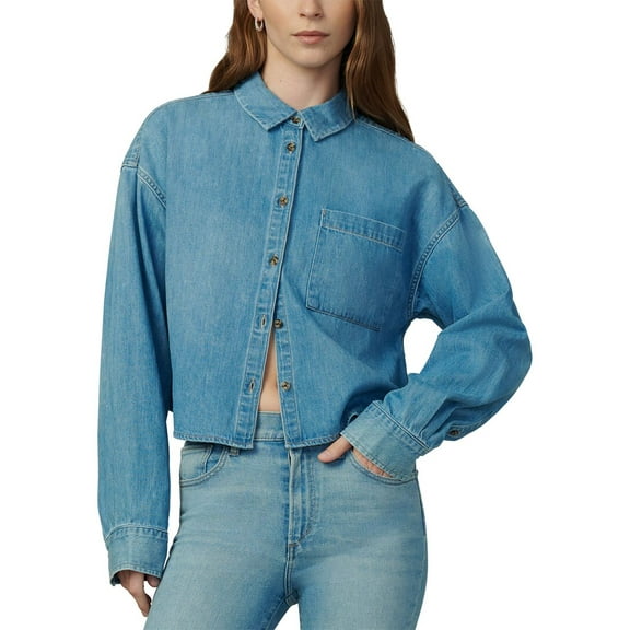 JOE'S Jeans womens  The Cropped Boyfriend Linen-Blend Shirt, xs