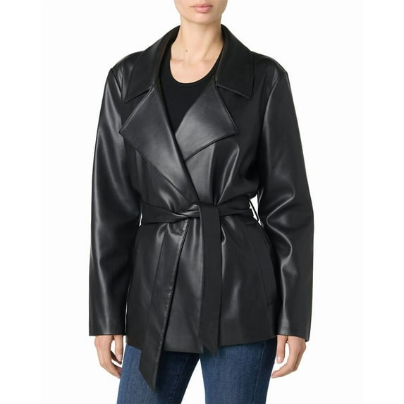 JOE'S Jeans womens Vegan Cropped Trench Coat, s, Black