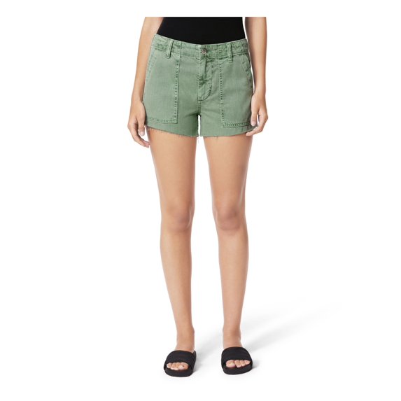 JOE'S Womens Green Frayed Pocketed Cut-hem Shorts Size: 26