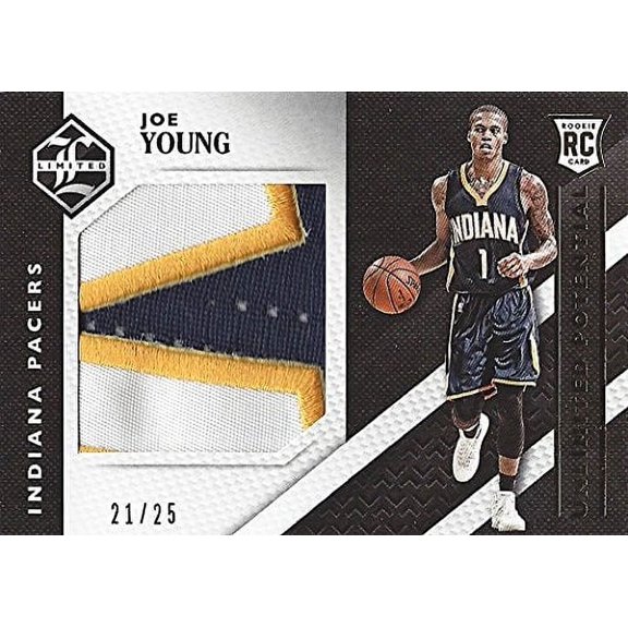 JOE YOUNG 2015-16 Panini Limited Basketball ROOKIE UNLIMITED POTENTIAL (3-Color Jumbo Patch) Rare Game-Worn Jersey (Indiana Pacers) Insert Signed NBA Collectible Trading Card #21/25