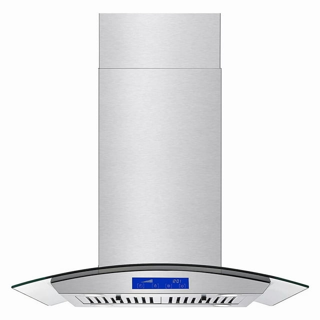 JOEAONZ New 30 inch Island Range Hood 900CFM Stainless Steel Glass Touch Control with Filters 120V