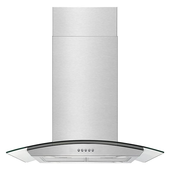 "Joeaonz 30"" Island Mount Range Hood, Stainless Steel, LED Bulbs, Easy-Clean Filters, 120V"