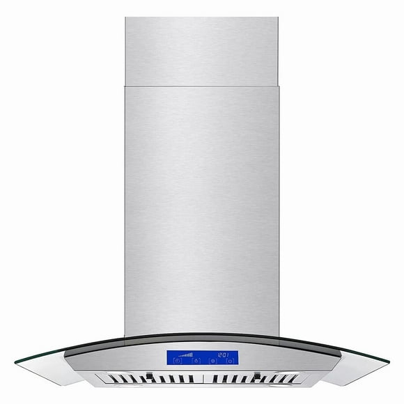 Joeaonz 30-Inch Island Range Hood 900CFM Stainless Steel with Glass Touch Control and Permanent Reusable Filters