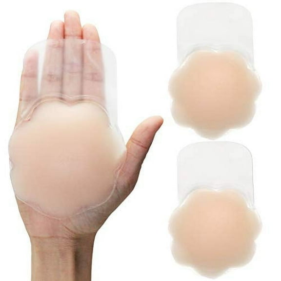 JOEEOS A-B Cup Nipple Covers Pushup Backless Strapless Sticky Bra Breast Lift Tape Reusable Silicone Nipple Pasties for Women