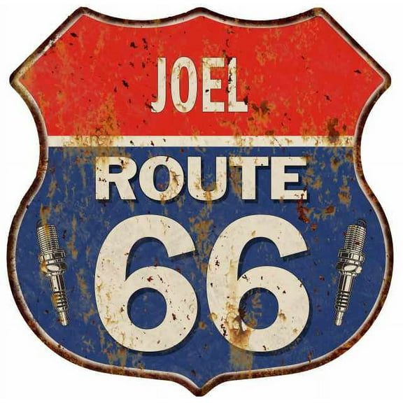 JOEL Route 66 Sign Shield Metal Gift Man Cave Gift 211110002071