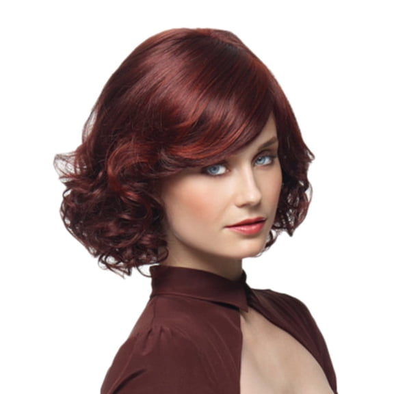 JOFMWIX 11 Inch Short Red Wine Curly Wig - Heat Resistant Synthetic Fiber, Natural Look for Women