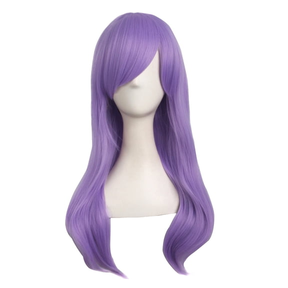 JOFMWIX 24 Inch/60cm Side Bangs Stylish Long Great Wavy Curly Cosplay Party Wig (Light Purple)
