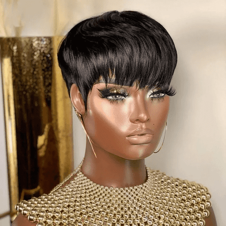 JOFMWIX 613 Blonde Pixie Short Cut Bob Wig With Bangs - Human Hair Wavy/Brazilian Straight Wig for Women & Girls - Machine Made, Remy Hair, Adjustable Cap Size, Can Be Dyed, Minimal Shedding