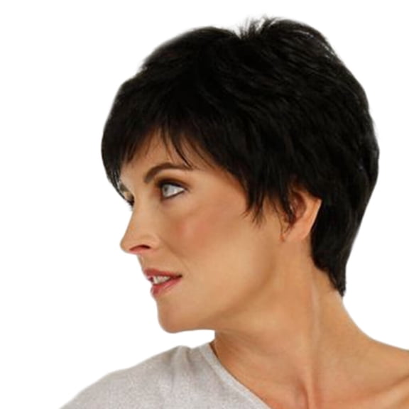 JOFMWIX Black Short Synthetic Wigs Straight Realistic 4 Inch Heat Fiber Hair for Women Daily Cosplay Natural Look