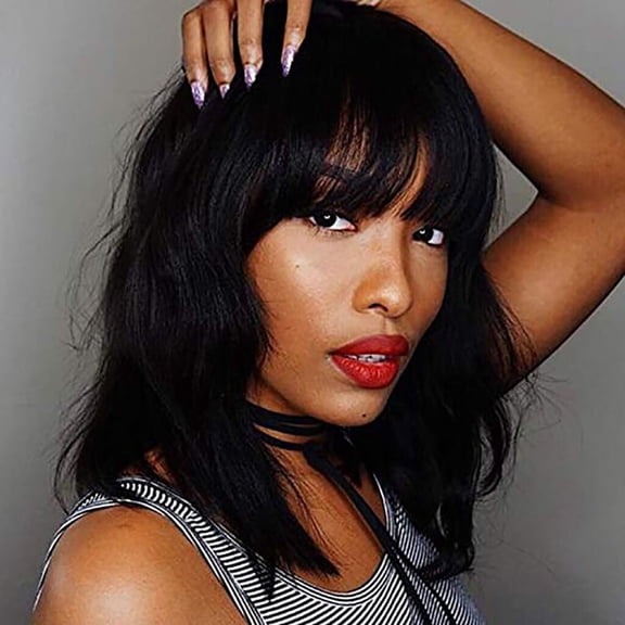 JOFMWIX Black Short Wave Curly Hair Wig Synthetic Water Wigs Comfort