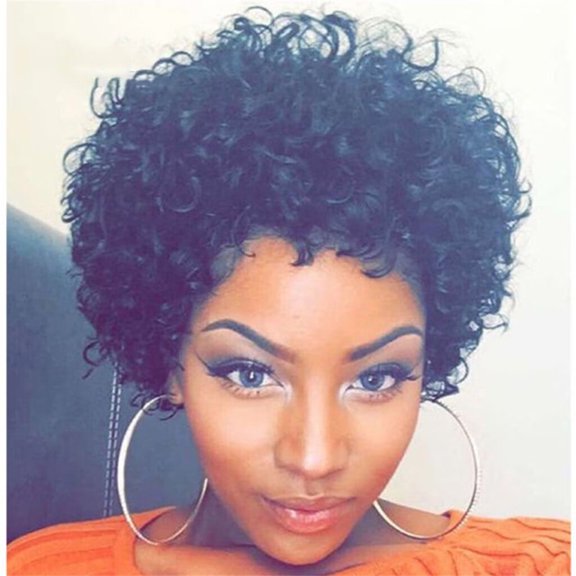 JOFMWIX Brazilian Virgin Hair Full Lace Cap Band Human Hair Wigs For Black Women Black Women Natural Sexy Short Wavy Curly Syn
