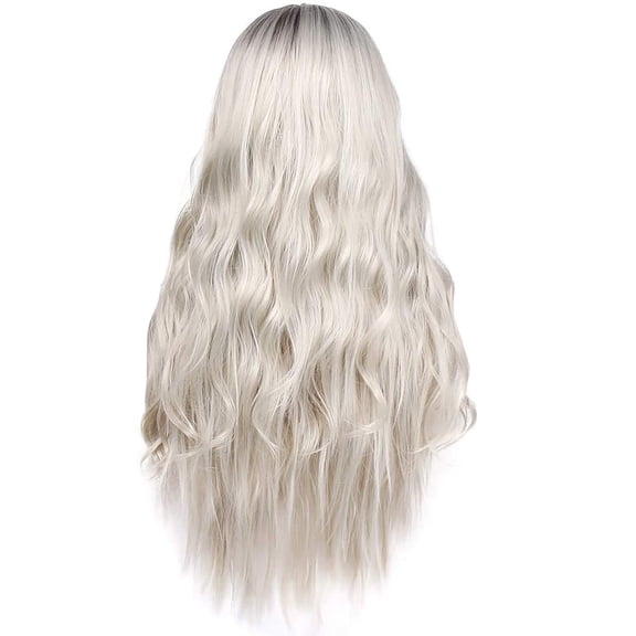JOFMWIX Headband Wigs Women's White Micro Curl Head Set Wavy Curl Wig Can Be Straightened and Bent white