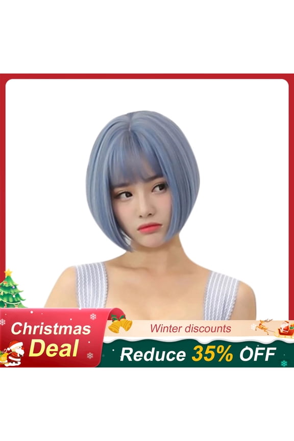 Human Hair Wigs For Women Black Color Natural Synthetic Short BOB Straight Bl