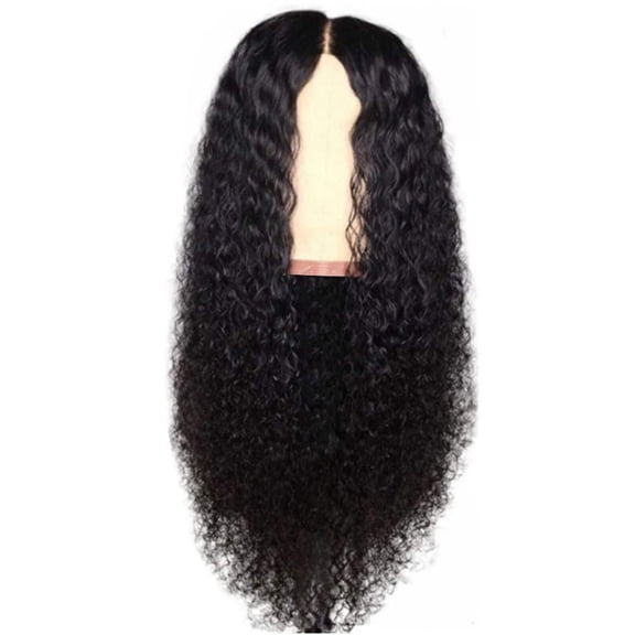 JOFMWIX Long Curly Black Wig for Women - Big Wave Water Ripple High Temperature Silk Wig, 22 Inches Head Circumference, Breathable Net Cap, Heat Resistant, Natural Look