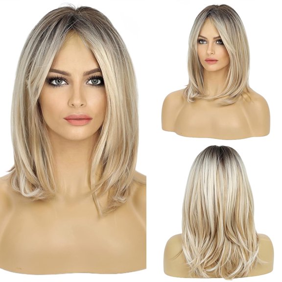 JOFMWIX Long Layered Synthetic Wig with Bangs for Women Heat-Resistant, Simulation Scalp, Adjustable Cap for Daily Wear & Parties