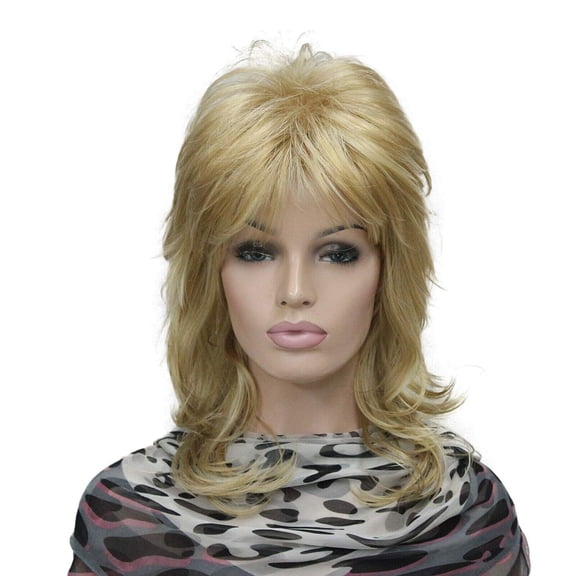 JOFMWIX Long Soft Shaggy Layered Blonde Highlights Wig Classic Cap Full Synthetic Wigs (24H613)